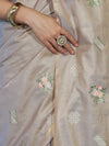 Banarasee Handloom Dual Tone Cotton Silk Saree With Resham Embroidery-Rose Pink (Gold Tone)