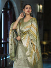 Banarasee Zari & Resham Embroidered Chanderi Salwar Kameez With Multicolor Dupatta Set-Sage Green