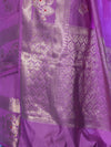 Banarasee Handloom Semi Silk Plain Saree With Zari Buta Design & Border-Onion Pink