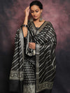 Banarasee Salwar Kameez Cotton Silk Resham & Zari Buti Woven Fabric With Dupatta-Black