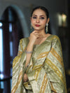 Banarasee Zari & Resham Embroidered Chanderi Salwar Kameez With Multicolor Dupatta Set-Sage Green