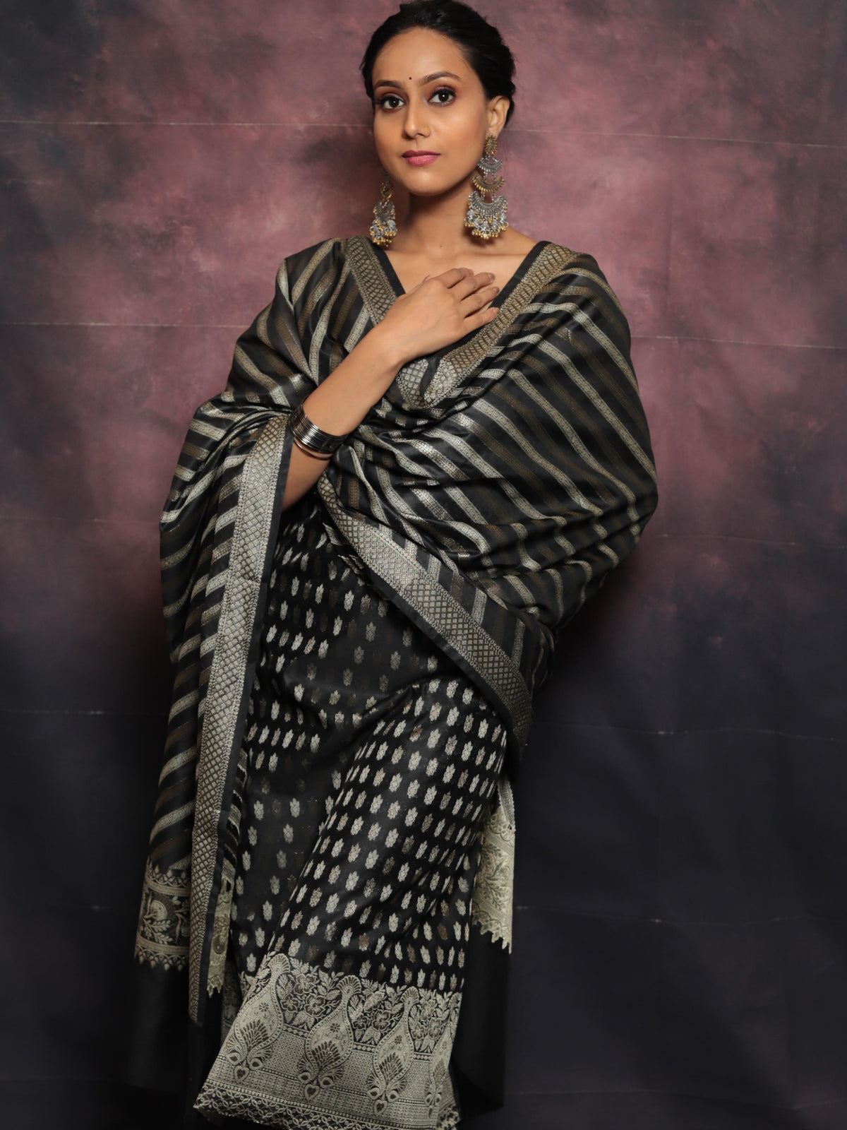 Firozi Cotton Silk Resham & Zari Woven Saree