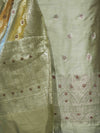 Banarasee Zari & Resham Embroidered Chanderi Salwar Kameez With Multicolor Dupatta Set-Sage Green