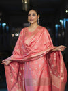 Banarasee Zari Embroidered Chanderi Silk Salwar Kameez With Dupatta Set-Peach