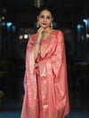 Banarasee Zari Embroidered Chanderi Silk Salwar Kameez With Dupatta Set-Peach