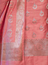 Banarasee Zari Embroidered Chanderi Silk Salwar Kameez With Dupatta Set-Peach