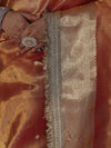 Banarasee Handwoven Tissue Saree With Zari Buti Design & Lace-Coral Orange