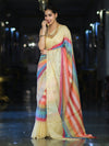 Banarasee Handloom Semi Silk Saree With Stripes Design-Multicolor