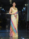 Banarasee Handloom Semi Silk Saree With Stripes Design-Multicolor