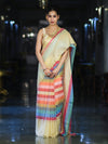 Banarasee Handloom Semi Silk Saree With Stripes Design-Multicolor