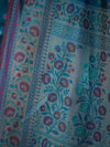 Banarasee Semi Chiffon Saree With Zari Buti Design & Contrast Border-Blue