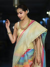 Banarasee Handloom Semi Silk Saree With Stripes Design-Multicolor