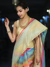 Banarasee Handloom Semi Silk Saree With Stripes Design-Multicolor