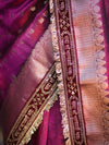 Banarasee Handloom Tissue (Saubhagyavati Bhava) Lace Saree With Buti Design Border & Lace-Purple