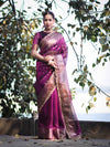 Banarasee Handloom Tissue (Saubhagyavati Bhava) Lace Saree With Buti Design Border & Lace-Purple