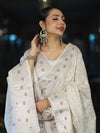Banarasee Cotton Silk Zari Work Salwar Kameez Fabric With Dupatta Set-White