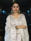 Banarasee Cotton Silk Zari Work Salwar Kameez Fabric With Dupatta Set-White