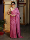 Bhagalpur Handloom Semi Silk Saree With Stripes Design-Onion Pink