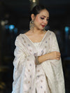 Banarasee Cotton Silk Zari Work Salwar Kameez Fabric With Dupatta Set-White