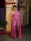 Bhagalpur Handloom Semi Silk Saree With Stripes Design-Onion Pink