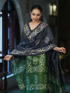 Pure Handloom Khadi Cotton Hand-Dyed Batik Pattern Salwar Kameez Dupatta Set-Blue & Green