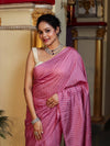 Bhagalpur Handloom Semi Silk Saree With Stripes Design-Onion Pink