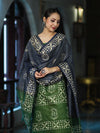 Pure Handloom Khadi Cotton Hand-Dyed Batik Pattern Salwar Kameez Dupatta Set-Blue & Green