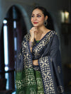 Pure Handloom Khadi Cotton Hand-Dyed Batik Pattern Salwar Kameez Dupatta Set-Blue & Green