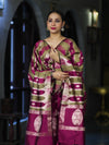 Banarasee Semi Katan Zari Work Salwar Kameez Fabric With Dupatta Set-Magenta