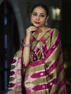 Banarasee Semi Katan Zari Work Salwar Kameez Fabric With Dupatta Set-Magenta
