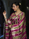Banarasee Semi Katan Zari Work Salwar Kameez Fabric With Dupatta Set-Magenta