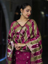 Banarasee Semi Katan Zari Work Salwar Kameez Fabric With Dupatta Set-Magenta