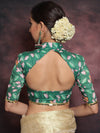 Banarasee Muslin Silk Blouse Pichwai Print-Green