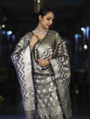 Banarasee Tissue Zari Work Salwar Kameez Fabric With Dupatta Set-Violet