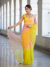 Banarasee Handwoven Organza Mix Saree With Mirror Work-Multicolor