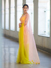 Banarasee Handwoven Organza Mix Saree With Mirror Work-Multicolor