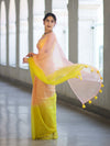 Banarasee Handwoven Organza Mix Saree With Mirror Work-Multicolor