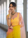 Banarasee Handwoven Organza Mix Saree With Mirror Work-Multicolor