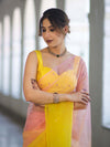 Banarasee Handwoven Organza Mix Saree With Mirror Work-Multicolor