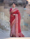 Banarasee Handloom Tissue (Saubhagyavati Bhava) Lace Saree With Buti Design Border & Lace-Red