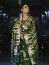 Banarasee Semi Katan Zari Work Salwar Kameez Fabric With Dupatta Set-Leaf Green