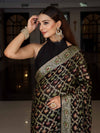 Banarasee Pure Chiffon Saree With Gold Zari & Resham Jaal Work-Black