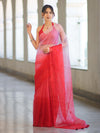 Banarasee Handwoven Organza Mix Saree With Mirror Work-Multicolor