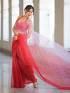 Banarasee Handwoven Organza Mix Saree With Mirror Work-Multicolor
