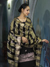 Banarasee Semi Katan Zari Work Salwar Kameez Fabric With Dupatta Set-Black