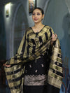 Banarasee Semi Katan Zari Work Salwar Kameez Fabric With Dupatta Set-Black