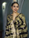 Banarasee Semi Katan Zari Work Salwar Kameez Fabric With Dupatta Set-Black