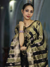 Banarasee Semi Katan Zari Work Salwar Kameez Fabric With Dupatta Set-Black