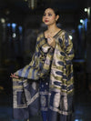 Banarasee Semi Katan Zari Work Salwar Kameez Fabric With Dupatta Set-Slate Blue