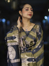 Banarasee Semi Katan Zari Work Salwar Kameez Fabric With Dupatta Set-Slate Blue